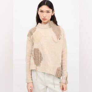 Acne Studios Ovira Beige wool Patchwork Sweater size small